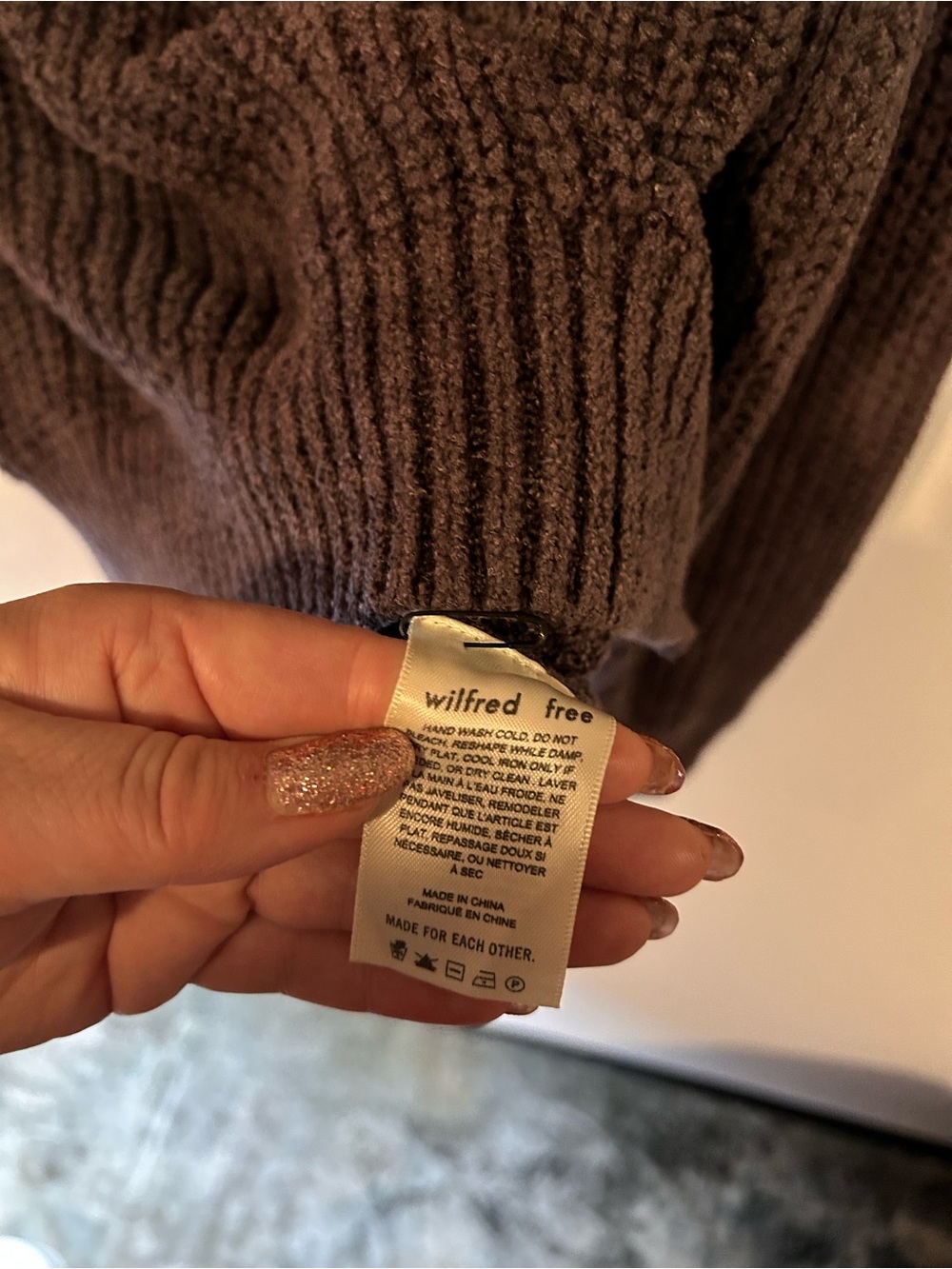 Aritzia Wilfred Free Dusty Mauve Chunky Chenille Crewneck Sweater - Size XS - Picture 5 of 5